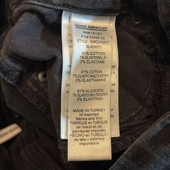 GOOD AMERICAN | black denim jeans good waist crop 2/26 2 26 - Picture 4 of 4